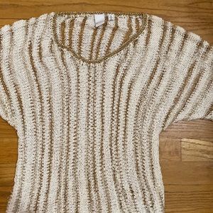White and gold see through top